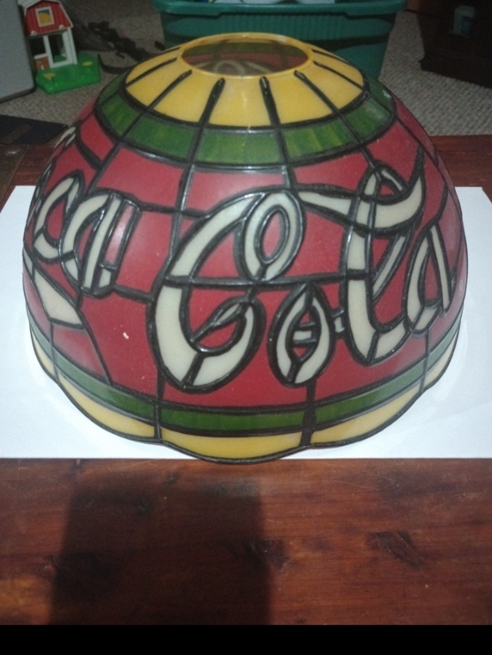Stained Glass Coca-Cola Inspired Dome Lamp Shade - Red, Green, Yellow